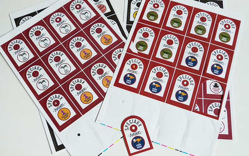étiquettes burger bagel