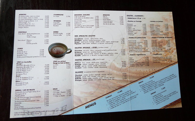menu interieur